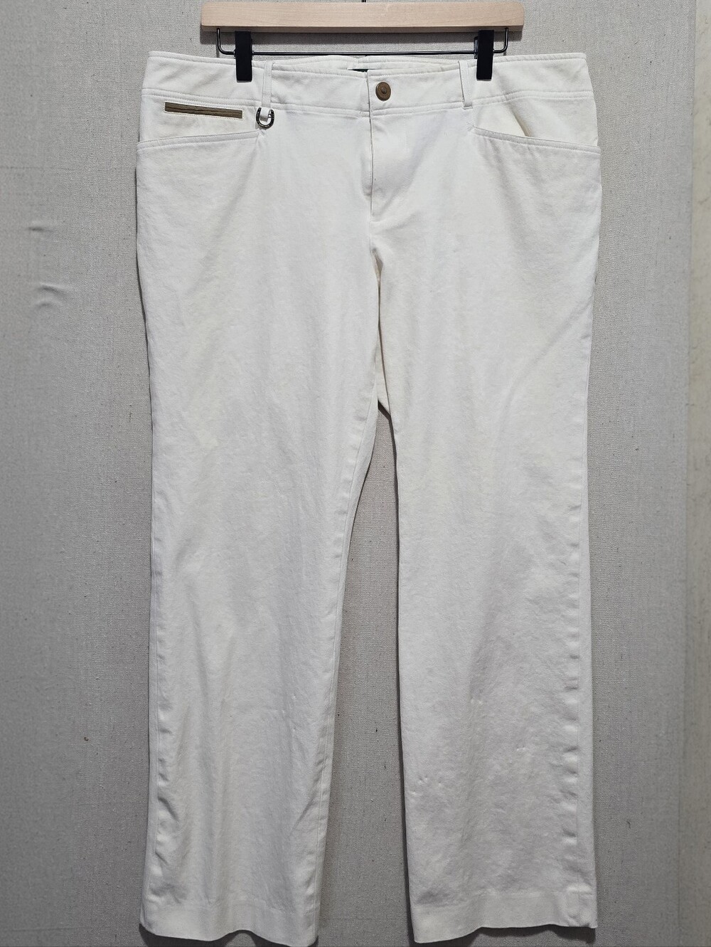 Lauren Ralph Lauren Cream Straight Leg Pants Size 16 NWT Equestrian Detail